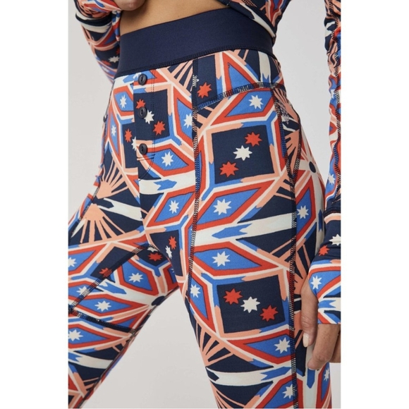 Free People FP Movement Fireside Leggings Dark Navy Women's Funky Base Layer XS - Picture 1 of 12